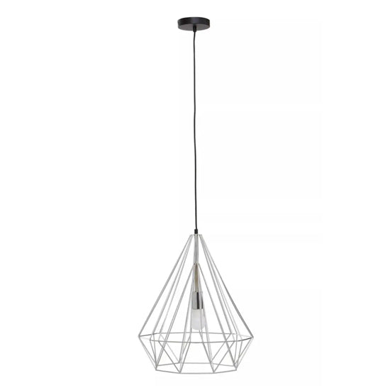 Wyra Ceiling Pendant Light With Chrome Metal Conical Cage