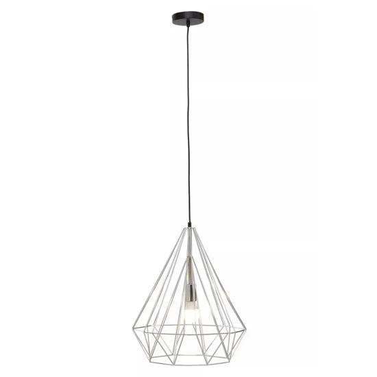 Wyra Ceiling Pendant Light With Chrome Metal Conical Cage