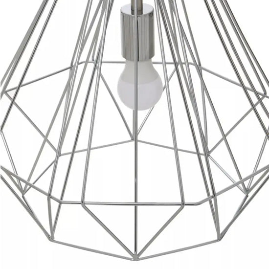 Wyra Ceiling Pendant Light With Chrome Metal Conical Cage