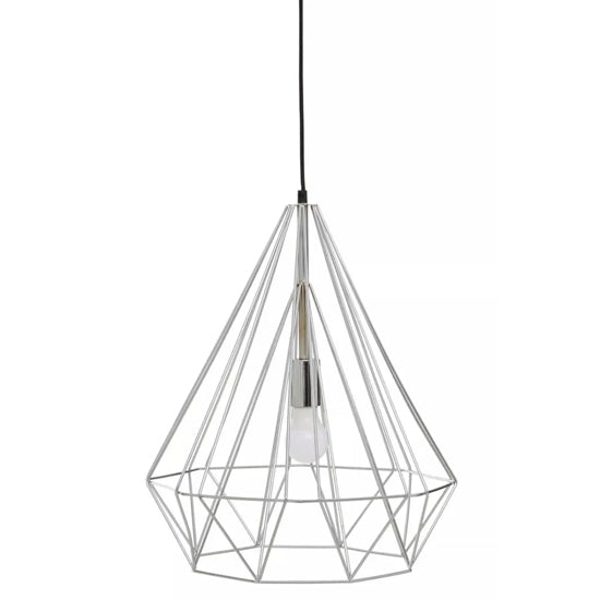 Wyra Ceiling Pendant Light With Chrome Metal Conical Cage