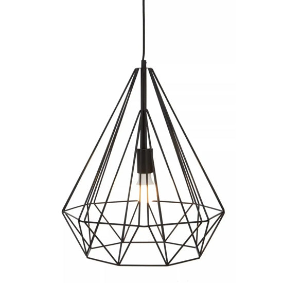 Wyra Ceiling Pendant Light In Black Conical Frame