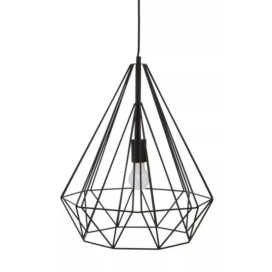 Wyra Ceiling Pendant Light In Black Conical Frame