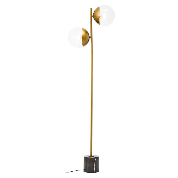 Revive 2 Lights Glass Shade Floor Lamp In Gold