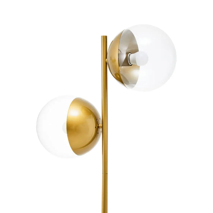 Revive 2 Lights Glass Shade Floor Lamp In Gold