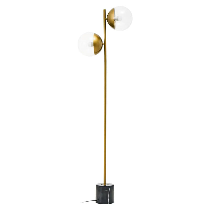 Revive 2 Lights Glass Shade Floor Lamp In Gold