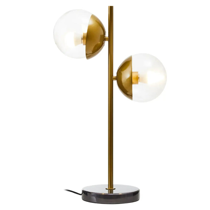 Revive 2 Lights Glass Shade Table Lamp In Gold