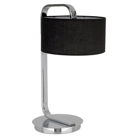 Leyna Black Fabric Shade Table Lamp With Chrome Metal Stand