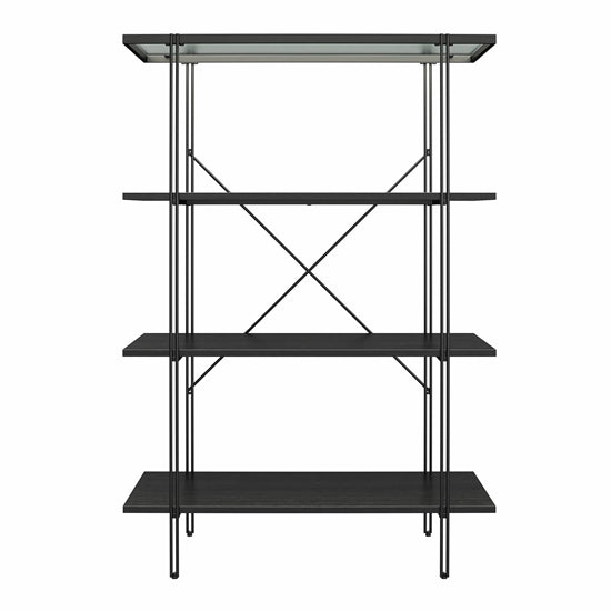 Wainwright Wooden Bookcase With 4 Shelf In Black Oak