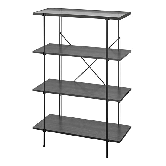 Wainwright Wooden Bookcase With 4 Shelf In Black Oak