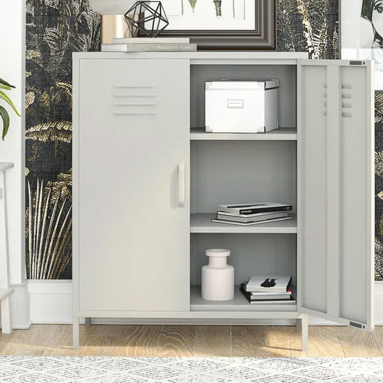 Bradford Metal Storage Cabinet Tall In 2 Doors In Taupe