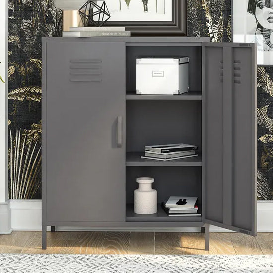 Bradford Metal Storage Cabinet Tall In 2 Doors In Grey