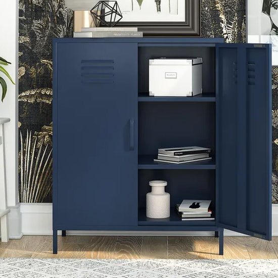 Bradford Metal Storage Cabinet Tall In 2 Doors In Navy