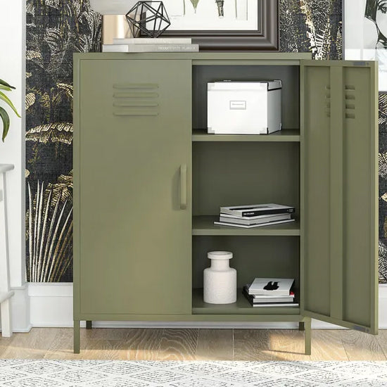 Bradford Metal Storage Cabinet Tall In 2 Doors In Olive Green