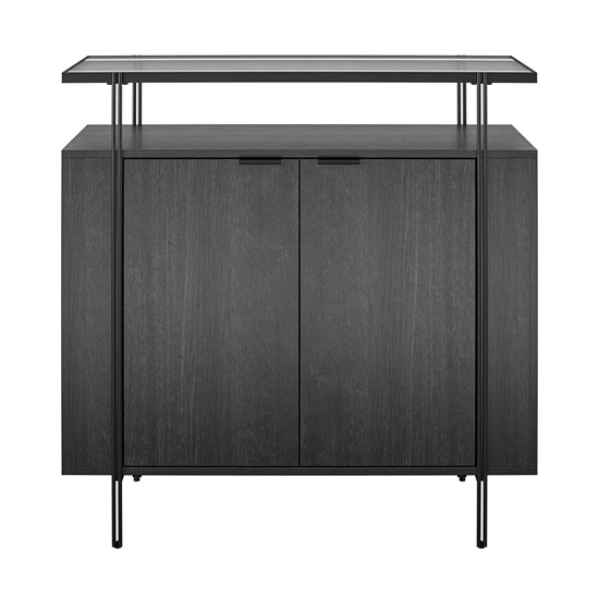 Wainwright Wooden Bar Cabinet With 2 Doors In Black Oak