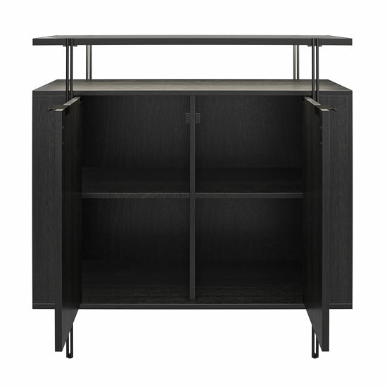 Wainwright Wooden Bar Cabinet With 2 Doors In Black Oak