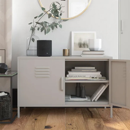 Bradford Metal Storage Cabinet Wide In 2 Doors In Taupe