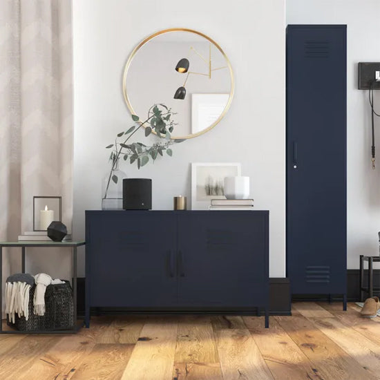 Bradford Metal Storage Cabinet Wide In 2 Doors In Navy