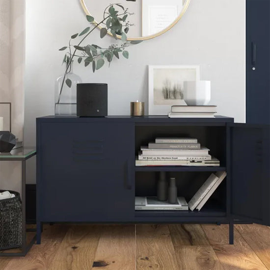 Bradford Metal Storage Cabinet Wide In 2 Doors In Navy