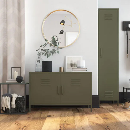 Bradford Metal Storage Cabinet Wide In 2 Doors In Olive Green