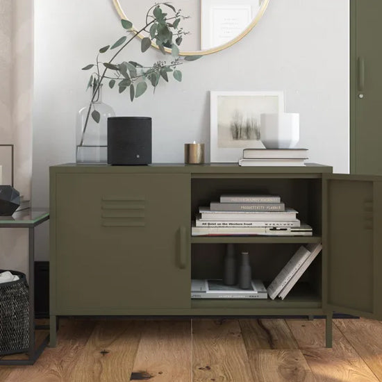 Bradford Metal Storage Cabinet Wide In 2 Doors In Olive Green