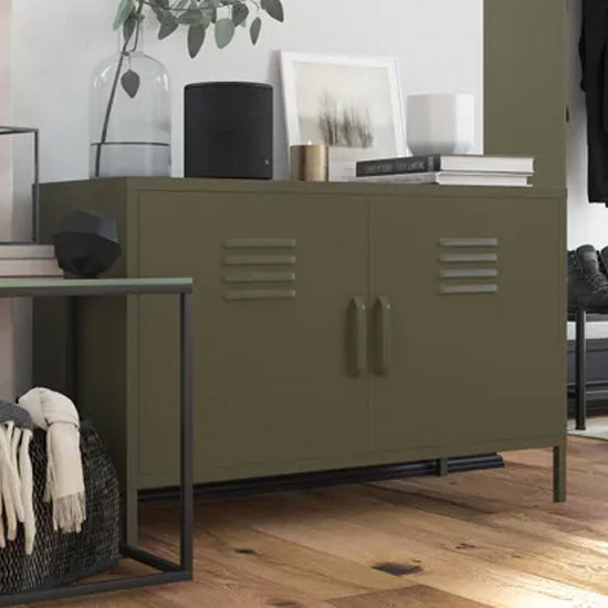 Bradford Metal Storage Cabinet Wide In 2 Doors In Olive Green