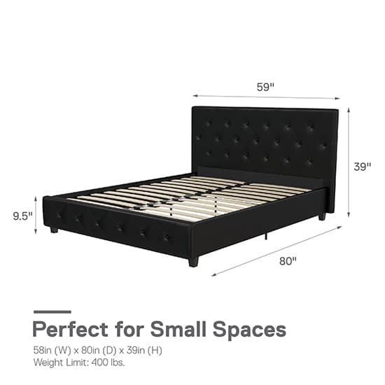 Dakota Faux Leather Double Bed In Black