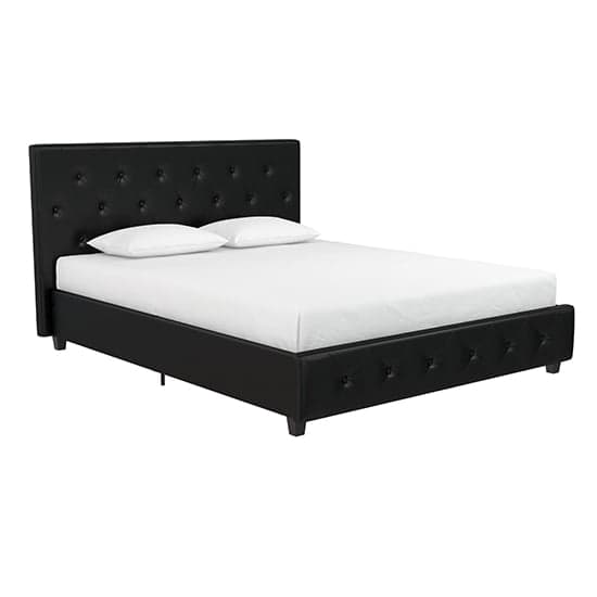 Dakota Faux Leather King Size Bed In Black