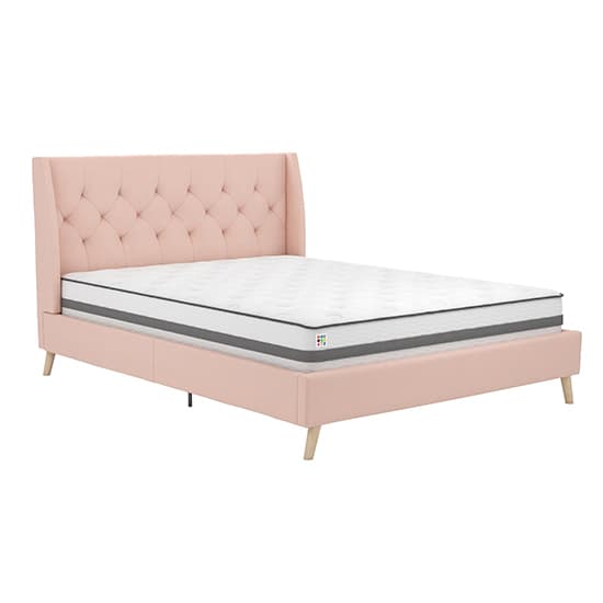 Her Majesty Linen Fabric Double Bed In Pink