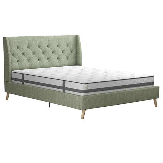 Her Majesty Linen Fabric Double Bed In Green