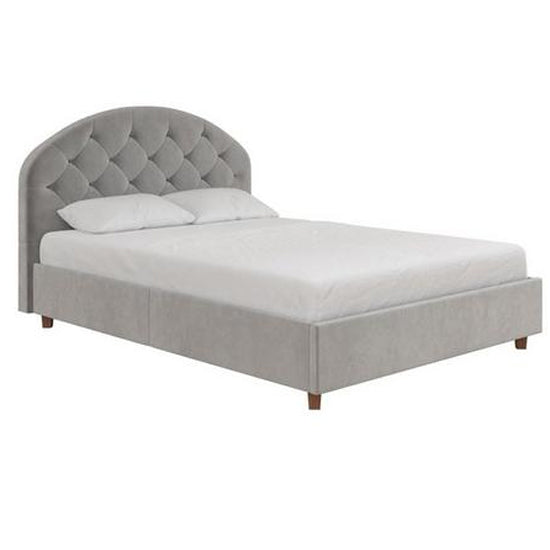 Aspen Velvet Double Bed In Light Grey