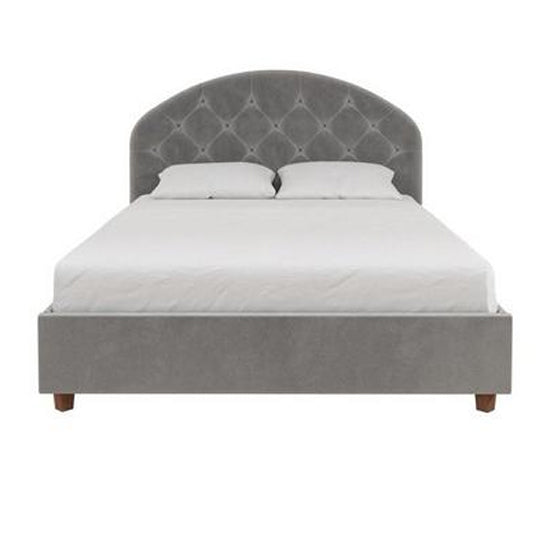 Aspen Velvet Double Bed In Light Grey