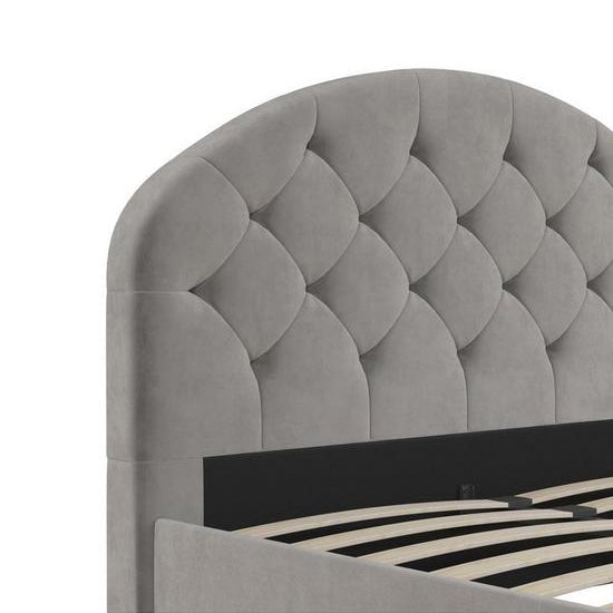 Aspen Velvet Double Bed In Light Grey