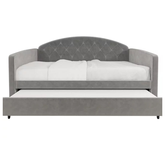 Aspen Velvet Daybed With Guest Bed In Light Grey