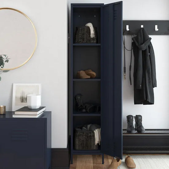 Bradford Metal Storage Cabinet Tall With 1 Door In Navy