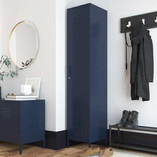 Bradford Metal Storage Cabinet Tall With 1 Door In Navy