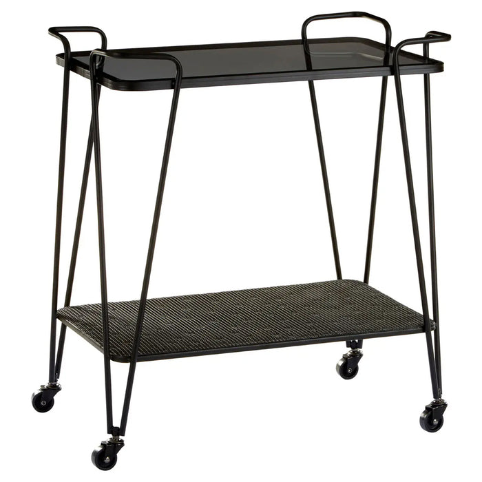 Trento Grey Glass Top Drinks Trolley With Black Metal Frame