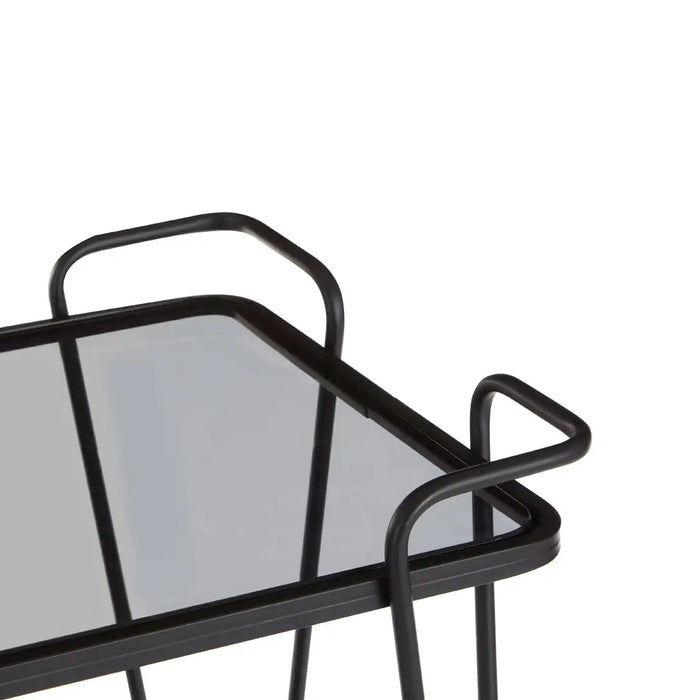 Trento Grey Glass Top Drinks Trolley With Black Metal Frame