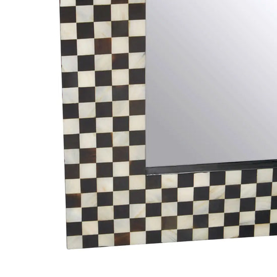 Obra Mother Of Pearl Square Wall Mirror With Black And White Wooden Frame