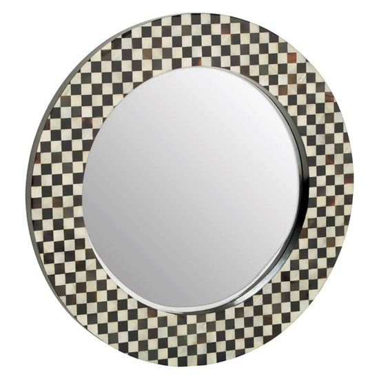 Obra Round Assorted Shell Wall Mirror With Black And White Wooden Frame