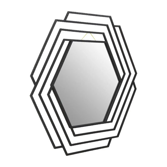 Beauly Metal Hexagonal Wall Mirror In Black