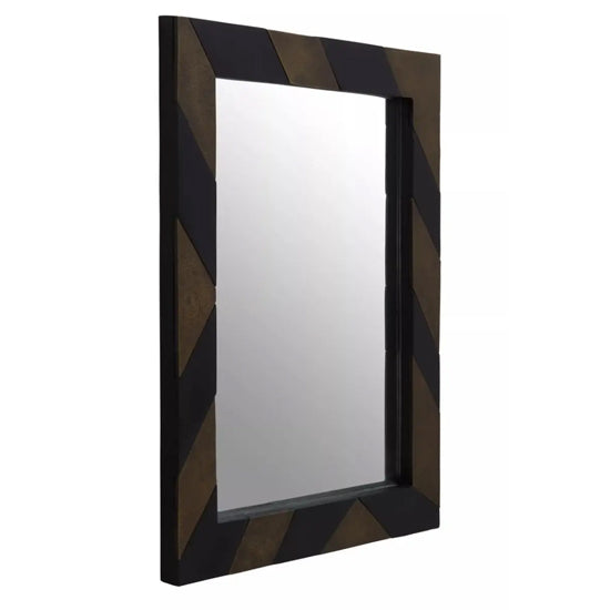 Aris Wall Mirror In Black And Gold Acacia Wooden Frame