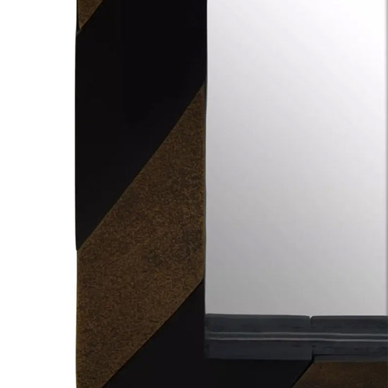 Aris Wall Mirror In Black And Gold Acacia Wooden Frame