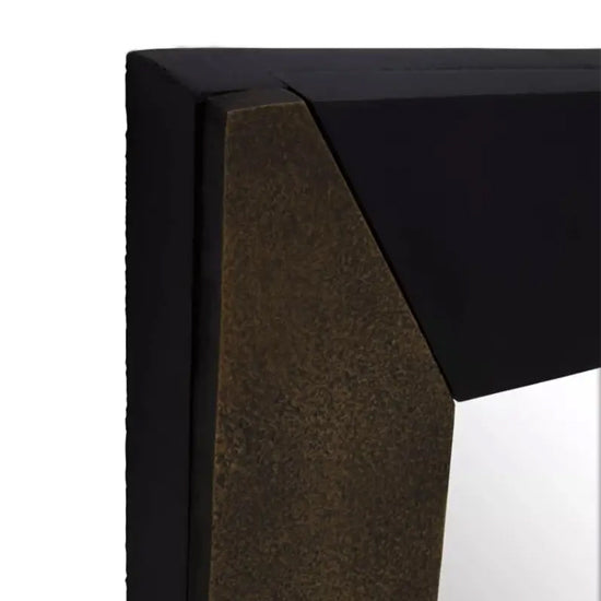 Aris Wall Mirror In Black And Gold Acacia Wooden Frame