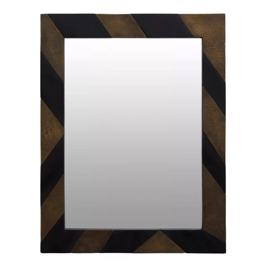 Aris Wall Mirror In Black And Gold Acacia Wooden Frame