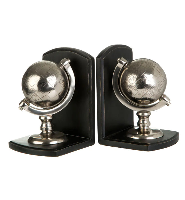 Kensington Townhouse Globe Bookends In Silver