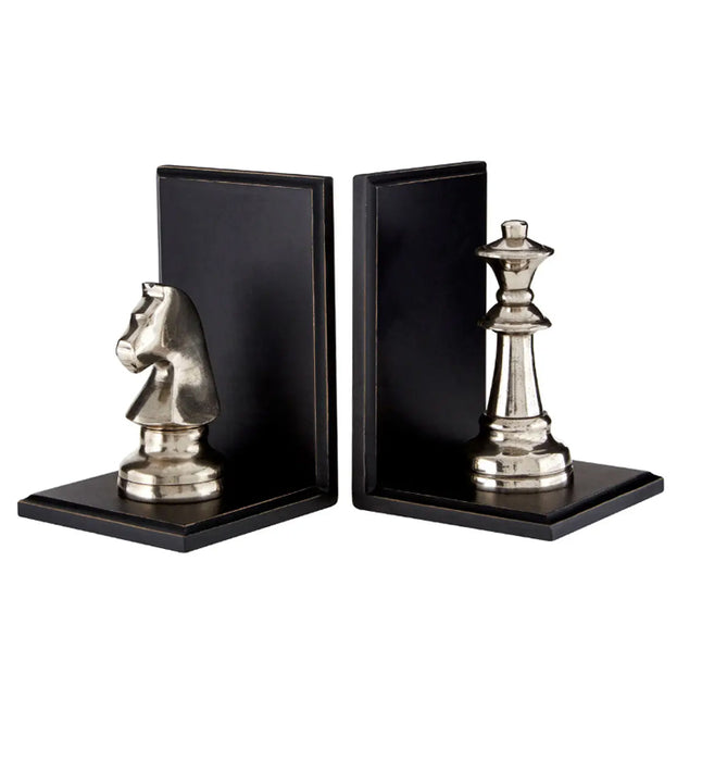 Kensington Townhouse Chess Piece Bookends In Silver