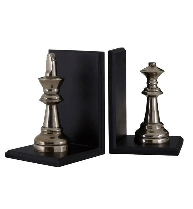 Kensington Townhosue King And Queen Chess Bookends In Antique Black