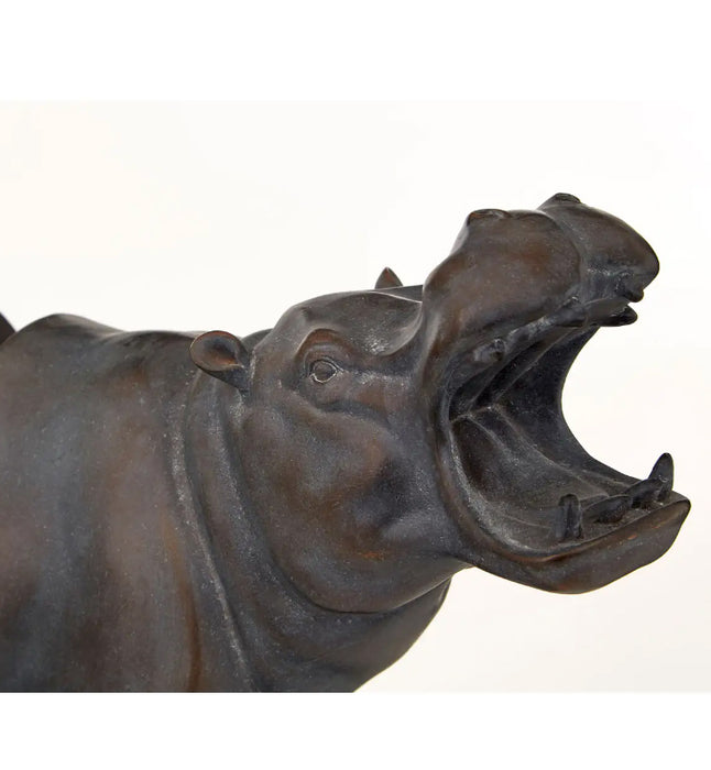 Boho Stone Hippo Bookends In Bronze With Black Base