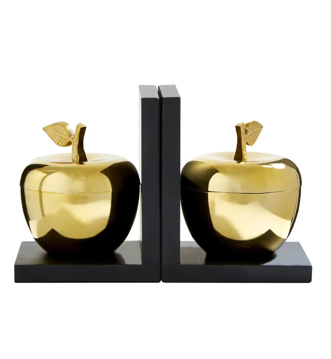 Koper Aluminium Set Of 2 Apple Bookends In Silver