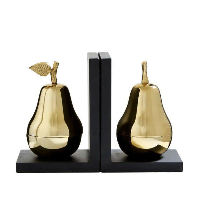 Koper Aluminium Set Of 2 Pear Bookends In Silver